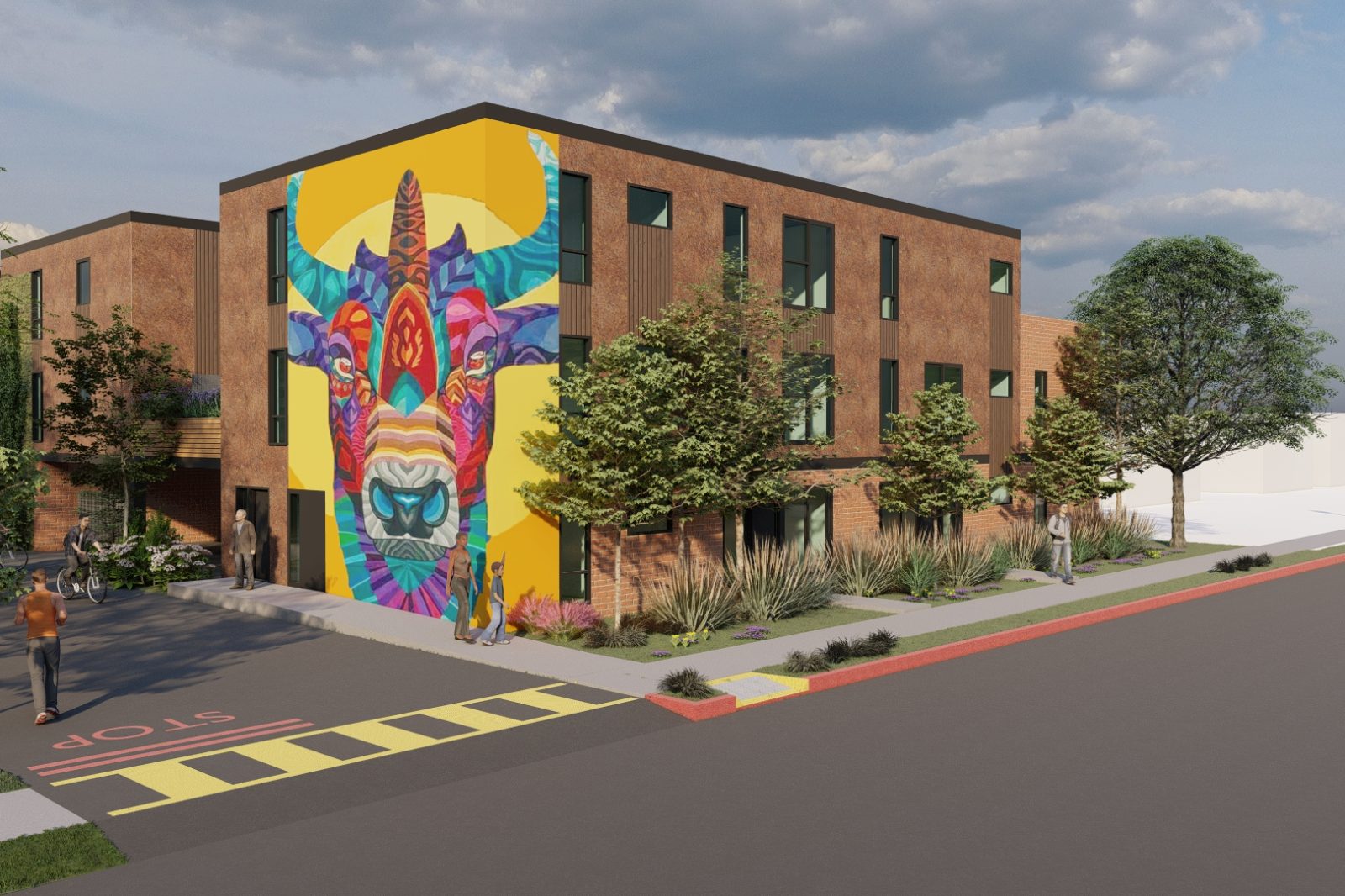 990 Sheridan Mural Sideview Bull Rendering